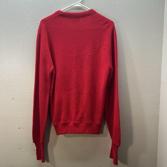 Vintage IZOD LACOSTE Red Knit Cardigan 70s 80s RARE BLUE CROC Sz M Button Men’s - Picture 4 of 5